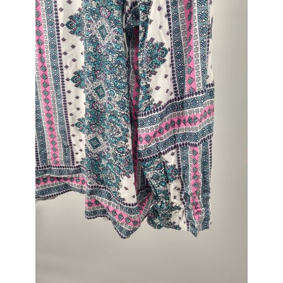Lane Bryant Blouse Top Plus 18 Classic‎ Long Sleeve Square Neck Boho Teal Pink - Picture 8 of 12